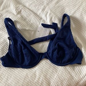 Navy Blue rib Monday Swimwear formentera top- Medium